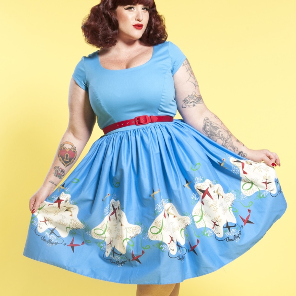 Blue Mary Blair Planes A-Line Dress
